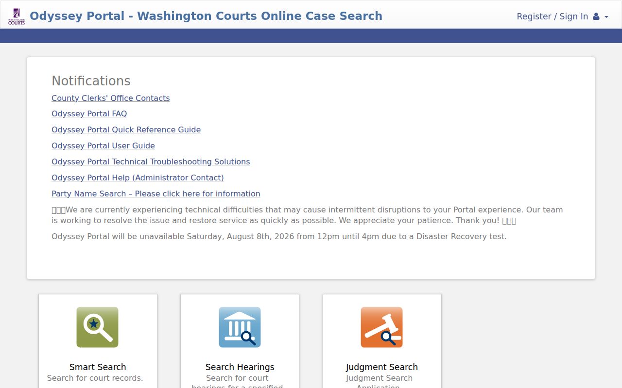 Spokane people search in Washington Odyssey court records