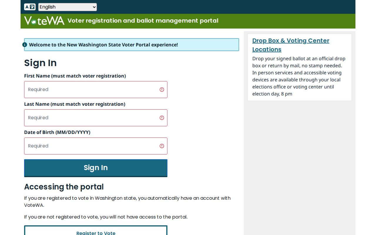 Spokane voter registration records lookup in VoteWA